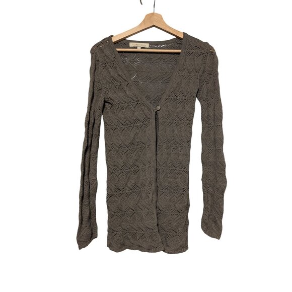 Lineamaglia Italy Duster Cardigan One Button Open Knit Crotchet Womens Size S - Picture 2 of 8